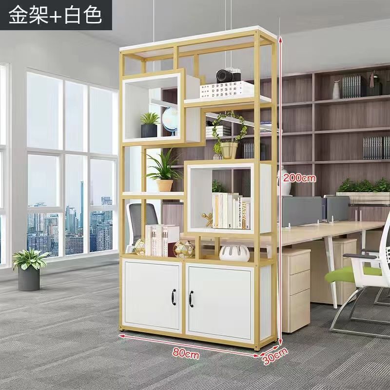 Floor-standing industrial-style partitioned storage rack bookshelf